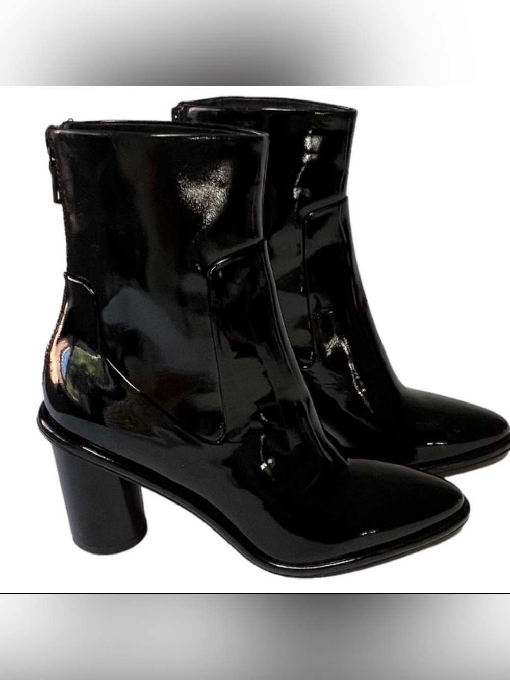 rag & bone Wiley Patent Leather Ankle Boots Black Pointed Toe Women’s 6 Luxe